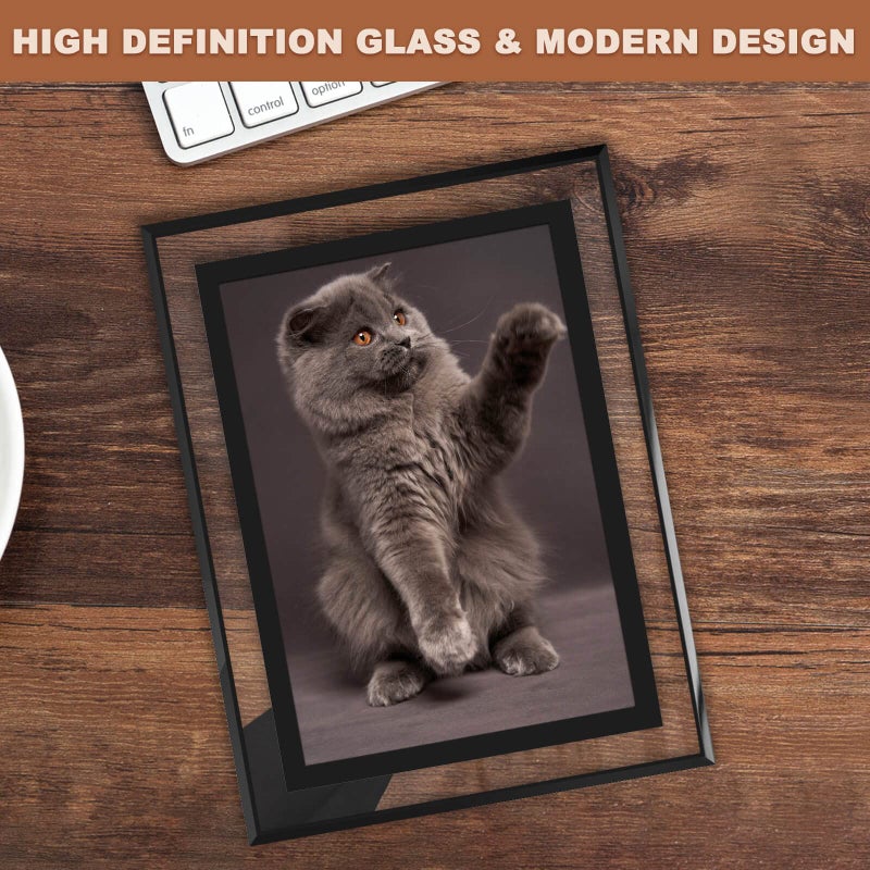 IZIDDO 4x6 Picture Frames Set of 2  Black Glass Photo Frame  Only for Tabletop Display  Gift Picture Frame  Horizontally or Vertically (4x6  Black) - Image 2